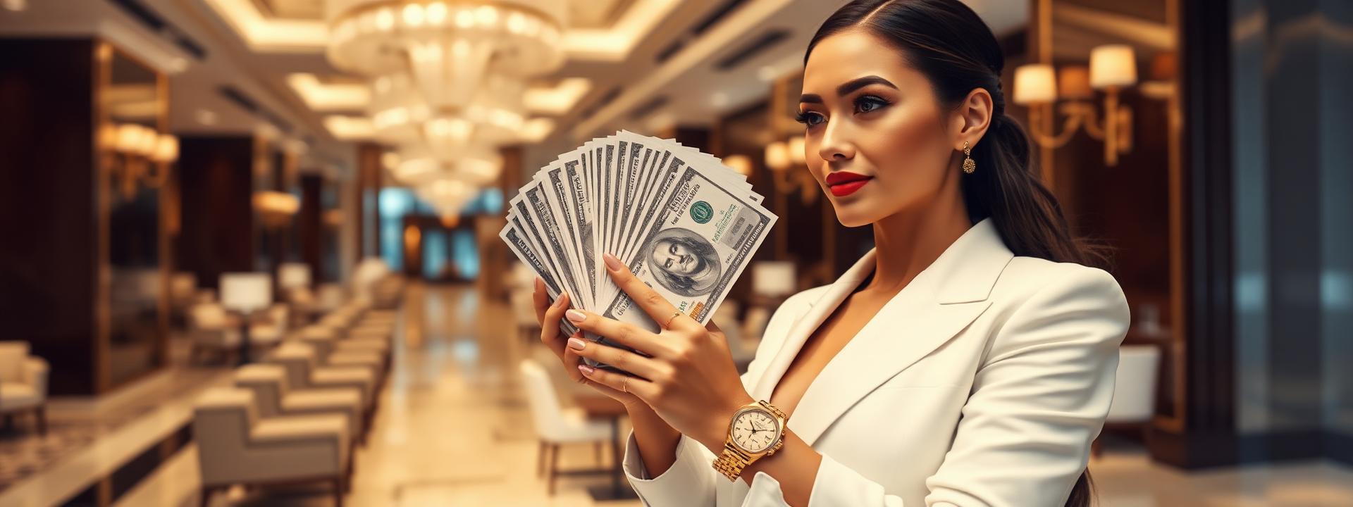 V106 — Woman in white power suit with fanned $100 bills, Rolex — wealth banner wealth-banner-106 (Luxury) illustrating make money online with affiliate links. A visual guide to top converting affiliate offers that help creators earn recurring monthly commissions through referral commissions. Featured on the High Paying Links directory of best affiliate links on the web, Amazon Associates program, Amazon affiliate storefront links, and ClickBank digital product marketplace offers. Perfect for influencer income streams, TikTok creator affiliate revenue, and YouTube description affiliate links looking to build a full time online income. Explore fintech affiliate revenue share, AI tools affiliate program, and e-commerce affiliate storefront alongside classic Amazon Associates program inventory. Every listing is a curated affiliate link library focused on Make Money Online with www.HighPayingLinks.com.