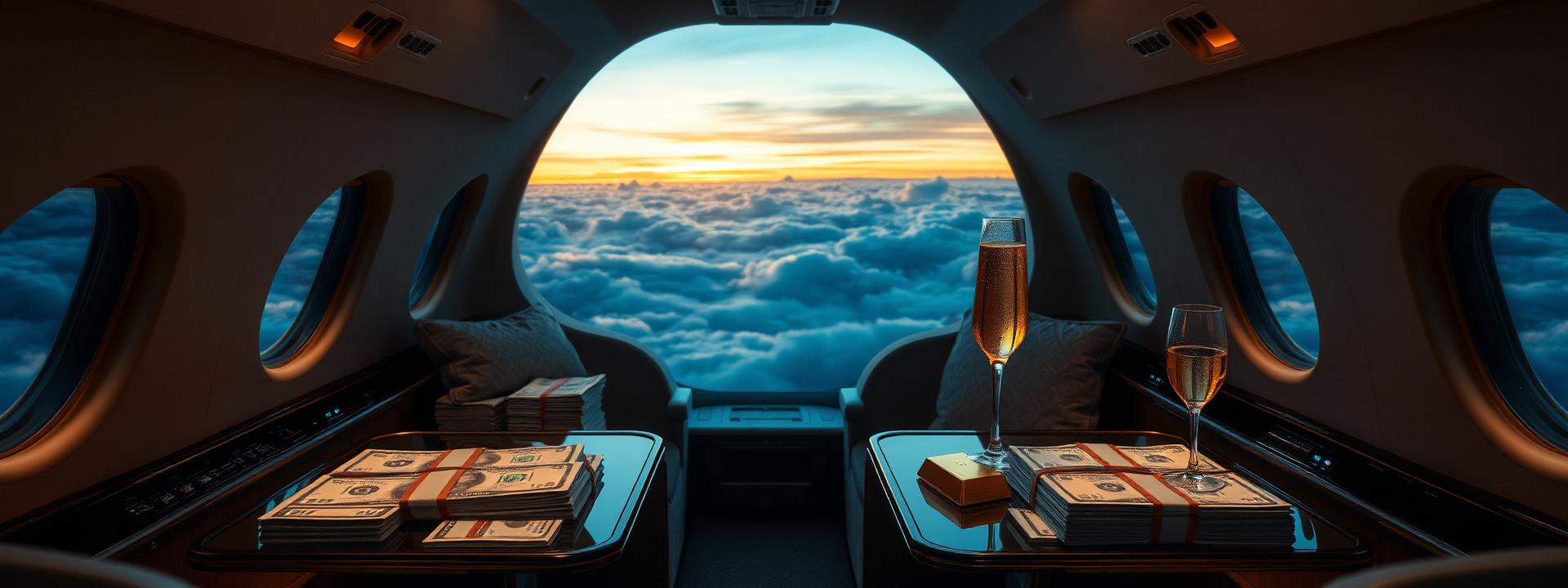 V28 — Private jet interior: cash + gold at sunset — wealth banner wealth-banner-28 (Luxury) illustrating make money online with affiliate links. A visual guide to premium affiliate marketing links that help creators monetize your website traffic through flat rate referral bonuses. Featured on the High Paying Links directory of hand picked affiliate link directory, Amazon Associates program, Amazon affiliate storefront links, and ClickBank digital product marketplace offers. Perfect for influencer income streams, TikTok creator affiliate revenue, and YouTube description affiliate links looking to make money online. Explore fintech affiliate revenue share, AI tools affiliate program, and e-commerce affiliate storefront alongside classic Amazon Associates program inventory. Every listing is a your complete affiliate link directory focused on referral commissions of Make Money Online with www.HighPayingLinks.com.