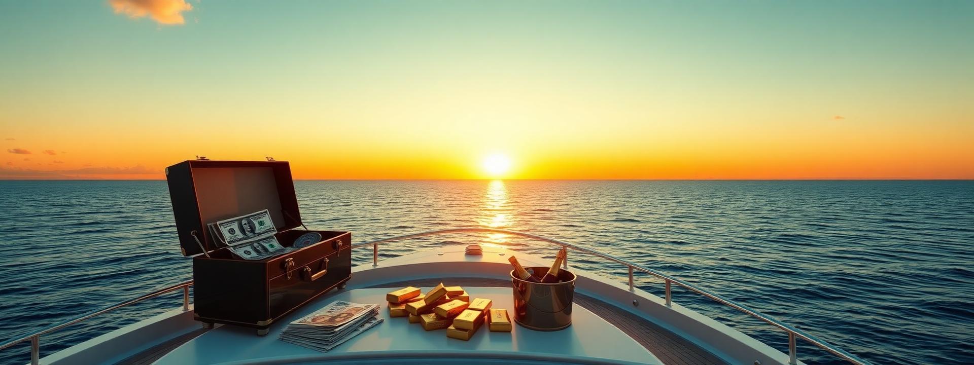 V69 — Superyacht deck at sunset: cash, gold, champagne — wealth banner wealth-banner-69 (Luxury) illustrating make money online with affiliate links. A visual guide to high value affiliate links that help creators earn passive income online through generous referral bounty payouts. Featured on the High Paying Links directory of highest paying affiliate programs, ClickBank digital product marketplace, ClickBank affiliate offers, and ShareASale merchant network offers. Perfect for blogger affiliate income, newsletter monetization strategy, and podcast sponsor and affiliate income looking to turn website clicks into cash. Explore web hosting affiliate commissions, VPN partner program bounties, and credit card affiliate CPA payouts alongside classic ClickBank digital product marketplace inventory. Every listing is a the smart creator's affiliate toolkit focused on flat Make Money Online with www.HighPayingLinks.com.