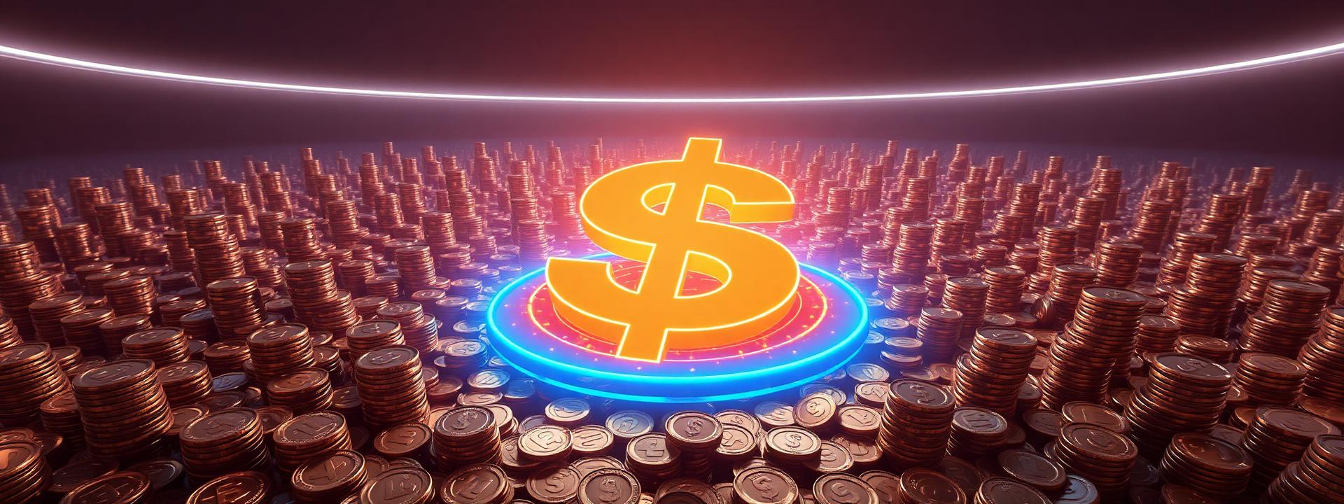 V73 — Giant floating gold $ hologram over sea of coins + cash — wealth banner wealth-banner-73 (Futuristic) illustrating make money online with affiliate links. A visual guide to high value affiliate links that help creators earn passive income online through generous referral bounty payouts. Featured on the High Paying Links directory of highest paying affiliate programs, ShareASale merchant network, Impact.com partnerships network, and CJ Affiliate publisher network offers. Perfect for blogger affiliate income, newsletter monetization strategy, and podcast sponsor and affiliate income looking to turn website clicks into cash. Explore web hosting affiliate commissions, VPN partner program bounties, and credit card affiliate CPA payouts alongside classic ShareASale merchant network inventory. Every listing is a the smart creator's affiliate toolkit Make Money Online with www.HighPayingLinks.com.