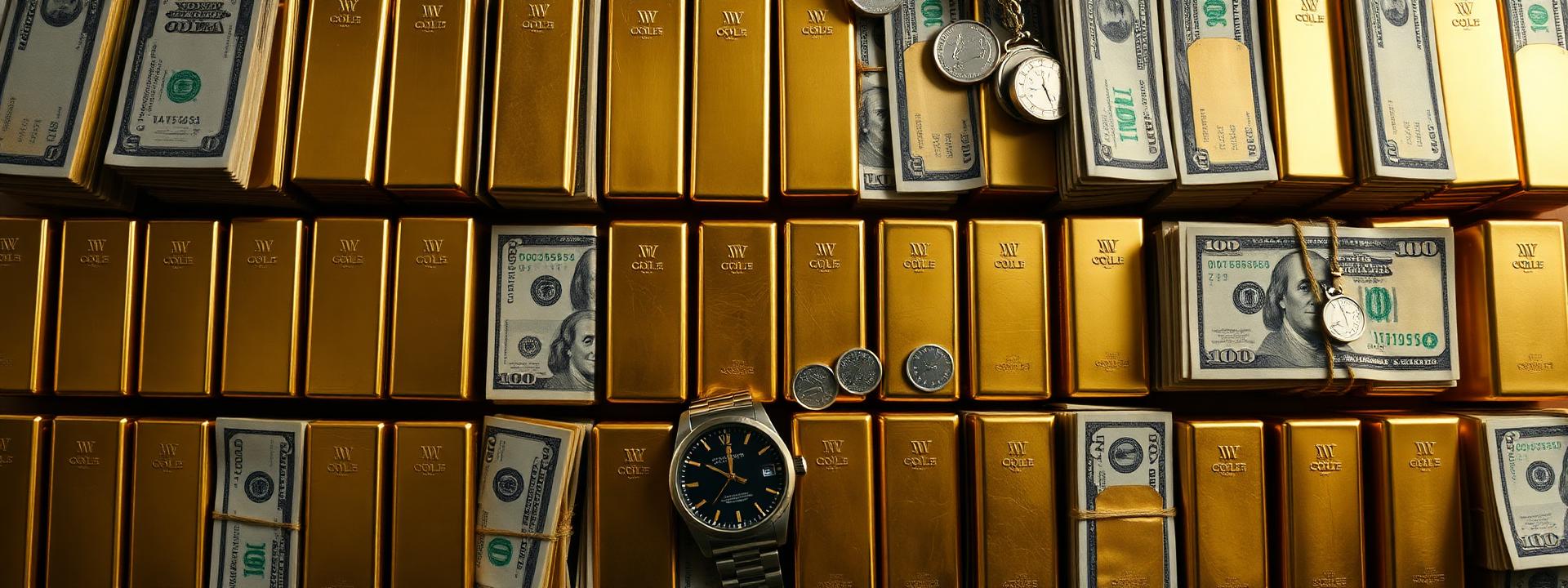 V79 — Top-down editorial flat lay: gold rows, cash, silver, Rolex — wealth banner wealth-banner-79 (Luxury) illustrating make money online with affiliate links. A visual guide to premium affiliate marketing links that help creators monetize your website traffic through flat rate referral bonuses. Featured on the High Paying Links directory of hand picked affiliate link directory, ShareASale merchant network, Impact.com partnerships network, and CJ Affiliate publisher network offers. Perfect for YouTube description affiliate links, Instagram bio link money, and blogger affiliate income looking to make money online. Explore e-commerce affiliate storefront, SaaS affiliate program payouts, and web hosting affiliate commissions alongside classic ShareASale merchant network inventory. Every listing is a your complete affiliate link directory focused on referral commissions of Make Money Online with www.HighPayingLinks.com.